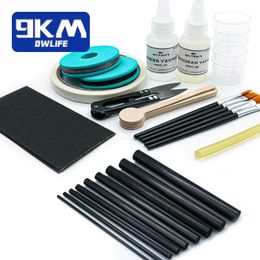 Kit de réparation de canne à pêche complete avec epoxy10pcs Sticks de carbone Sticks Polaire Kit de construction AB File d'enveloppe de colle pour eau salée 240425