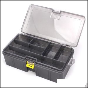 Vissen Sports OutdoorSping Assinals Dual Layer Tackle Box Fish Lokjes Aas Storage Case Garnalen Boxes Lure ER Organizer Baits Pesca Con