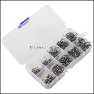 Pêche Sports Outdoorsfishing Aessories 500Pcs Fish Jig Hooks With Hole Tackle Box 10 Tailles En Acier Au Carbone Drop Delivery 2021 Txwtu