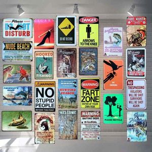 Placa de señal de advertencia de pesca, cartel de chapa de protección Animal Vintage de Metal para pared, póster, Bar, arte, decoración del hogar, Cuadros, arte de pared, imagen 226G