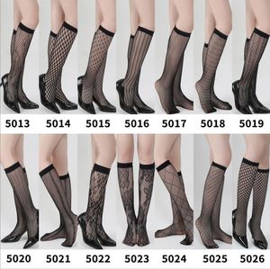 Résille Genou Chaussettes Évider Veau Bas Mode À Motifs Sheer Mesh Net Chaussettes Sexy Bonneterie Costume Accessoires Noir