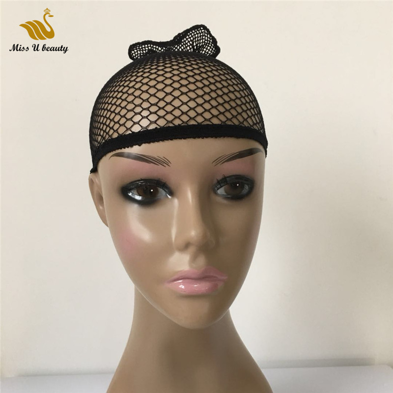 Cappucci per parrucche a rete aperta a due estremità Retina per capelli Cappellino per tessitura di colore biondo nero per indossare parrucche Snood Nylon MeshCap