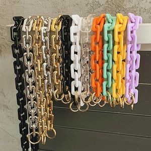 Fishsheep Diy Chunky Acryl -kettingriem voor handtaszakken Candy Color Big Repin Chain for Necklace Jewelry Accessoires Bevindingen 240428