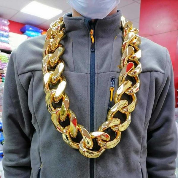 FishSheep – collier Hip Hop couleur or pour hommes, grande chaîne épaisse en acrylique, Punk surdimensionné, grande chaîne à maillons en plastique, bijoux pour hommes 339W