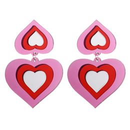 FishSheep coréen grand acrylique coeur boucles d'oreilles pour femmes fille irisé résine amour balancent boucle d'oreille mode oreille bijoux 240321