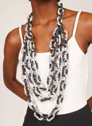 FishSheep – collier Long multicouche en acrylique pour femmes, Punk, surdimensionné, chaîne à maillons mouchetés, pendentif, bijoux de déclaration, 240305