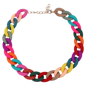 FishSheep à la mode coloré acrylique chaîne colliers ras du cou pour les femmes déclaration résine mate large chaîne collier cou bijoux 2022 nouveau