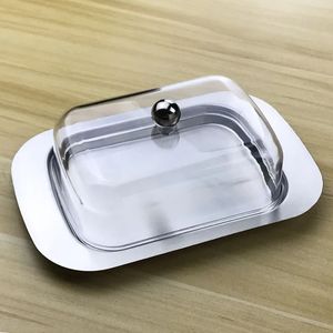 Fissman-caja para platos de mantequilla de acero inoxidable 304, contenedor para servidor de queso, bandeja de almacenamiento con tapa, vajilla de cocina