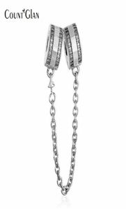 Bracelets ajustés 925 Sterling Silver Clear Cz Brand Logo Clip de sécurité Chaîne de sécurité Perles pour les bijoux Making DIY Accessories9805139