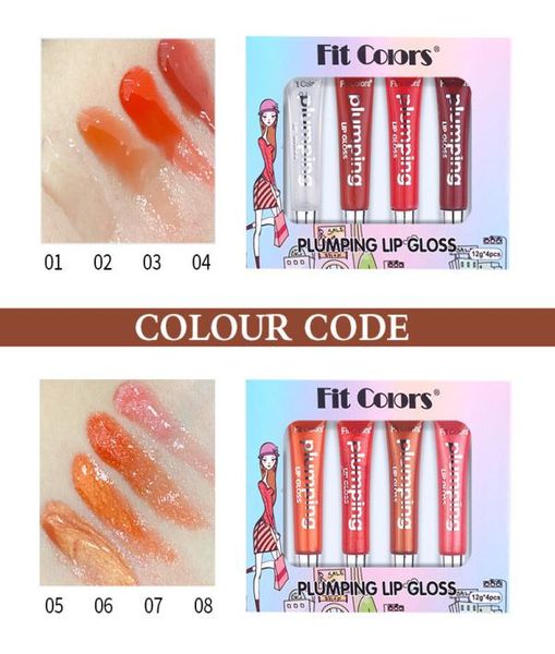 Fit Colors 4pcsset Gloss Plumping Lip Gloss Plumper Hydratant Plump Volume Brillant Huile LipGloss Set 8 Color1015428