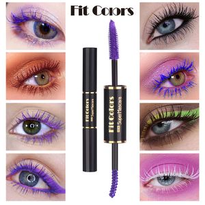 Fit kleuren Kleurrijk 2 in 1 4D Zijde Fiber Lash Mascara Waterdichte Volume Dubbele verlenging Curling Eye Mascara Make-up