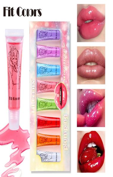 Coloros de ajuste Maquillaje 8 color Lip Plumping Moisturizer Repair Lip Extreme Volume Essence Lips Plingloss Set4824956