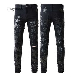 Fit Fashion 691 Stretch Mens Amiirii Jean Male 2024 Demin Star Purple High Jeans Street Fashion Youth Merk Black Five Pointed 7c1c