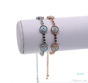 Fit mode-sieraden micro pave cz turquoise steen boze oog charme passen meisje sieraden zwarte cz tennis bracelet8056393