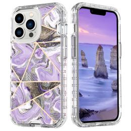 Fit iPhone 14 Pro Max 6.7 "Case 3 in 1 marmerpatroon slanke schokdichte full body beschermende stijlvolle robuuste hoes voor iPhone 14 Pro/14 Plus/iPhone 14