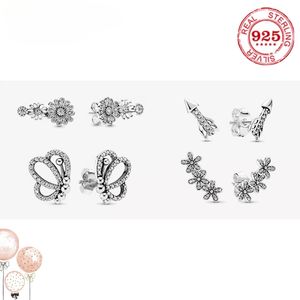 Fit Originele Luxe 925 Sterling Zilver Authentieke Bloemen Pan Oorbellen voor Vrouwen Pandora Mode-sieraden Huwelijkscadeau