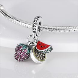 Ajuster les perles de fruits de bracelet Pandora Bracelet Charmes 925 Grapes en argent sterling fraises cerises