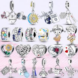 Fit Pandora kralen 925 Silver Charm Women Sieraden Hug Sister Airplane Passport