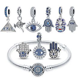 Ajuste cuentas Pandora 925 encanto de plata joyería de mujer nuevo faraón egipcio ojo de demonio