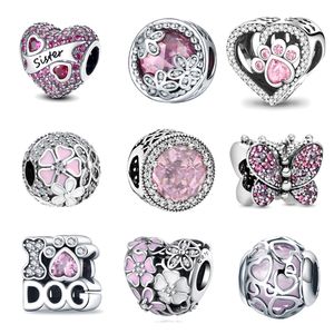Fit Pandora perles 925 argent charme femmes bijoux Rose série Papillon Firefly Pendentif DIY Fine