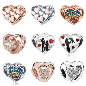 Fit Pandora Charmarmband Email Crystal Heart Mom Child Love Paw Print European Silver Bead Charms Beads Diy Snake Chain For Women Bangle Necklace Sieraden