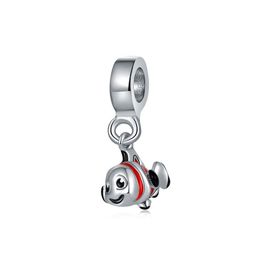 Fit Pandora Charm Bracelet Européen Argent Charmes Serpent Perles Rouge Émail Clownfish Pendentif DIY Chaîne De Serpent Pour Les Femmes Bracelet Collier Bijoux