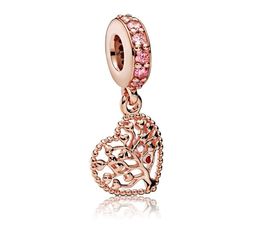 Fit Pandora Charm Bracelet European Silver Charms Beads Rose Gold Love Heart Tree of Life Colgante de cristal DIY Cadena de serpiente para mujer Brazalete Collar Joyería