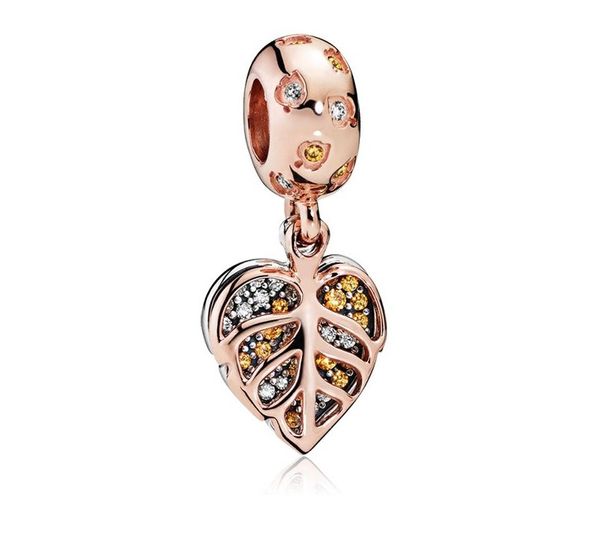 Fit Pandora Charm Pulsera Espaciador Europeo Cuelga Oro Rosa Encantos de Cristal Cuentas DIY Cadena de Serpiente Para Mujeres Collar Colgante Joyería