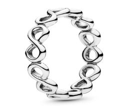 Fit Simple Infinity Band Ring Sterling Silver 925 Bracelet 100% Authentieke hangende charmes Europese ringen DIY Style Jewelry9683724
