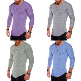 Fit Slim Men Sweater printemps automne usure mince piltèle en tricot à col fine