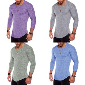 Fit Slim Men Sweater printemps automne usure mince piltèle en tricot à col fine