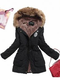 Fitaylor Nieuwe Winter Vrouwen Jas Medium-lg Dikker Uitloper Capuchon Gewatteerde Jas Slanke Parka Cott-gewatteerde Jas Overjas Y9P4 #