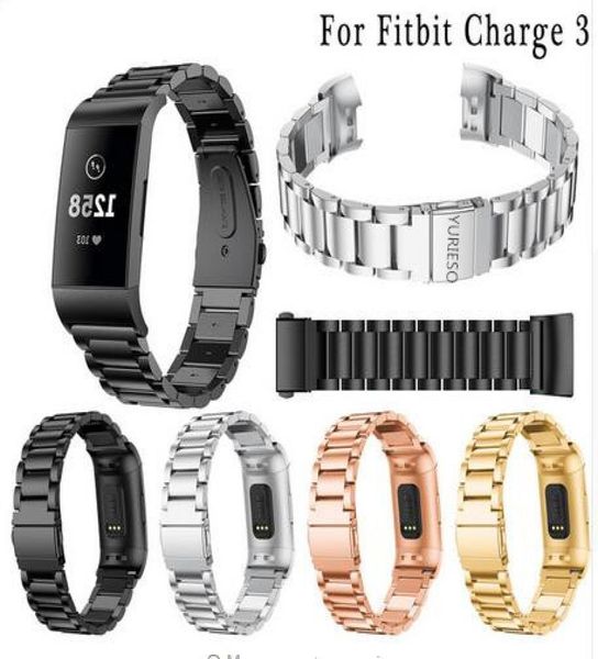 Correa de reloj Fitbit Pulsera de acero inoxidable para Fitbit Charge 3 Correa de reloj inteligente Fitness5605173