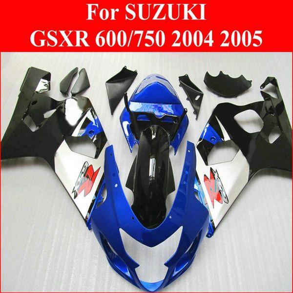 Carénages bleu blanc pour Suzuki GSXR600 GSXR750 K4 2004 2005 kit de carénage GSXR 600 750 04 05 TDWC309t