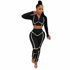 Fitn Set Trainingspakken Sport Dames Workout Set Gymleggings Broekpak Hoodies Crop Top Set Sportkleding Tweedelige outfits 2023 U6VB #