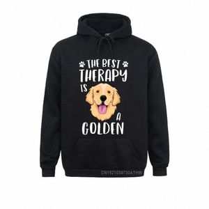 Fitn Tight La meilleure thérapie est un Golden Retriever Fur Mama Dog Men Sweatshirts Rife Fall Sportswears 43Y4 #