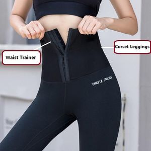 Fitness Corset Leggings Pantalon Avec Taille Trainer Femmes Haute Élastique Leggins Mujer Femmes