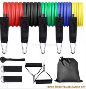 Conjunto de 11 piezas de ejercicio físico, banda de resistencia, conjunto de tubos de entrenamiento de yoga, gimnasio en casa, bandas pesadas de 150 libras, equipo expansor de pecho Alkingline