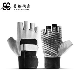 Fitness Gym Handschoen Mannen Vrouwen Antislip Siliconen Grip Gewatteerde Gewicht Lifting Handschoenen met Pols Wrap CrossFit Workout Bodybuilding Q0107