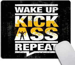 Fitness Gym Sport Workout Motivatie Citaat Muismat Wake Up Kick Ass Repeat Non-Slip Rubber Comfortabele Computer Mouse Pad