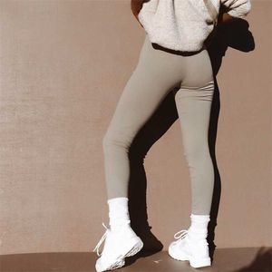 Fitness Leggigngs Dames Sexy Slanke Workout Leggings Skinny Solid High Elastic Taille Katoen Enkellange Leggings Fall 2111108