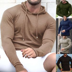 Fitness spier mannen S Sport Training Sleeve pullover Outdoor Running Slim Fit Long Hooded Sweater Ports Leeve Lim Weater