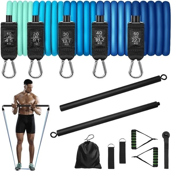 Bandas de resistencia de fitness Tubo de ejercicio Cuerda de tracción Banda de goma elástica Entrenamiento integral Expander Pilates Bar Equipo 220216