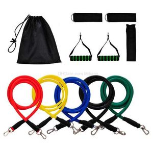 hommes femmes entraînement Bandes de résistance Tubes d'exercice Corde d'entraînement élastique pratique Yoga Corde de traction Cordages d'entraînement Pilates 11pcs un ensemble