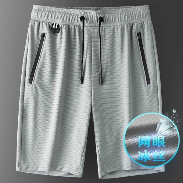 Fitness Running Shorts para hombres prendas de vestir exteriores verano Ice Silk Casual 5/5 pantalones Thin Mesh Men's Beach 8853kv8aqku