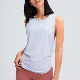 Fitness Running Yoga Outfits Vest Gym Clothes Tank Top Losse Ademend Sexy Mouwloze Solid Color Blouse Dames Shirt Blouses