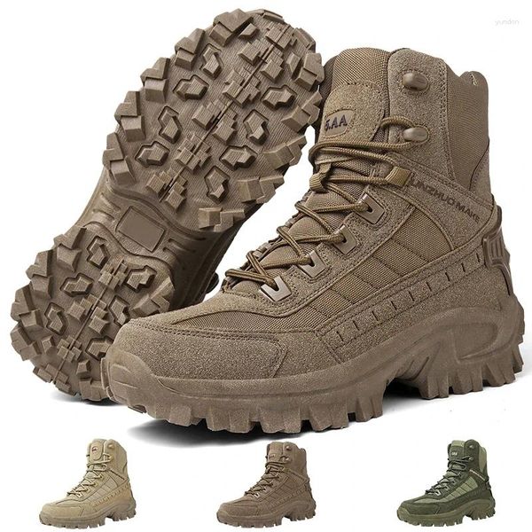 Chaussures de Fitness pour hommes, bottes tactiques militaires avec fermeture éclair latérale, antidérapantes, sécurité pour l'extérieur, à la mode, 2024