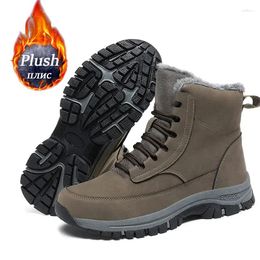 Fitnessschoenen 2024 MANNEN SNEAKERS WINTER PLUSH TRUKKING Waterdicht leer Warme Snow Boots Work Casual TPR Non-Slip enkel