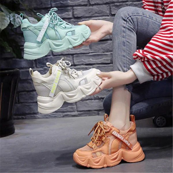 Fitness Shoes 2024 Women Sneakers para Vulcanize Casual Fashion Dad Platform Platform Chunky Orange Blue Woman 8 cm