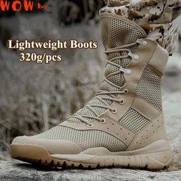 Chaussures de fitness 34 49 Men de taille Femmes Ultrallight Outdoor Climbing Tactical Training Boots Army Boots Summer Bouchable Mesh Randonnée Botte de désert